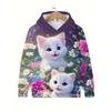 Girls Clothes Hoodies Cute Cat 3D Print Child Sweatshirt Autumn Cartoon Clothes for Children Girl Tops Fashion Children Clothes