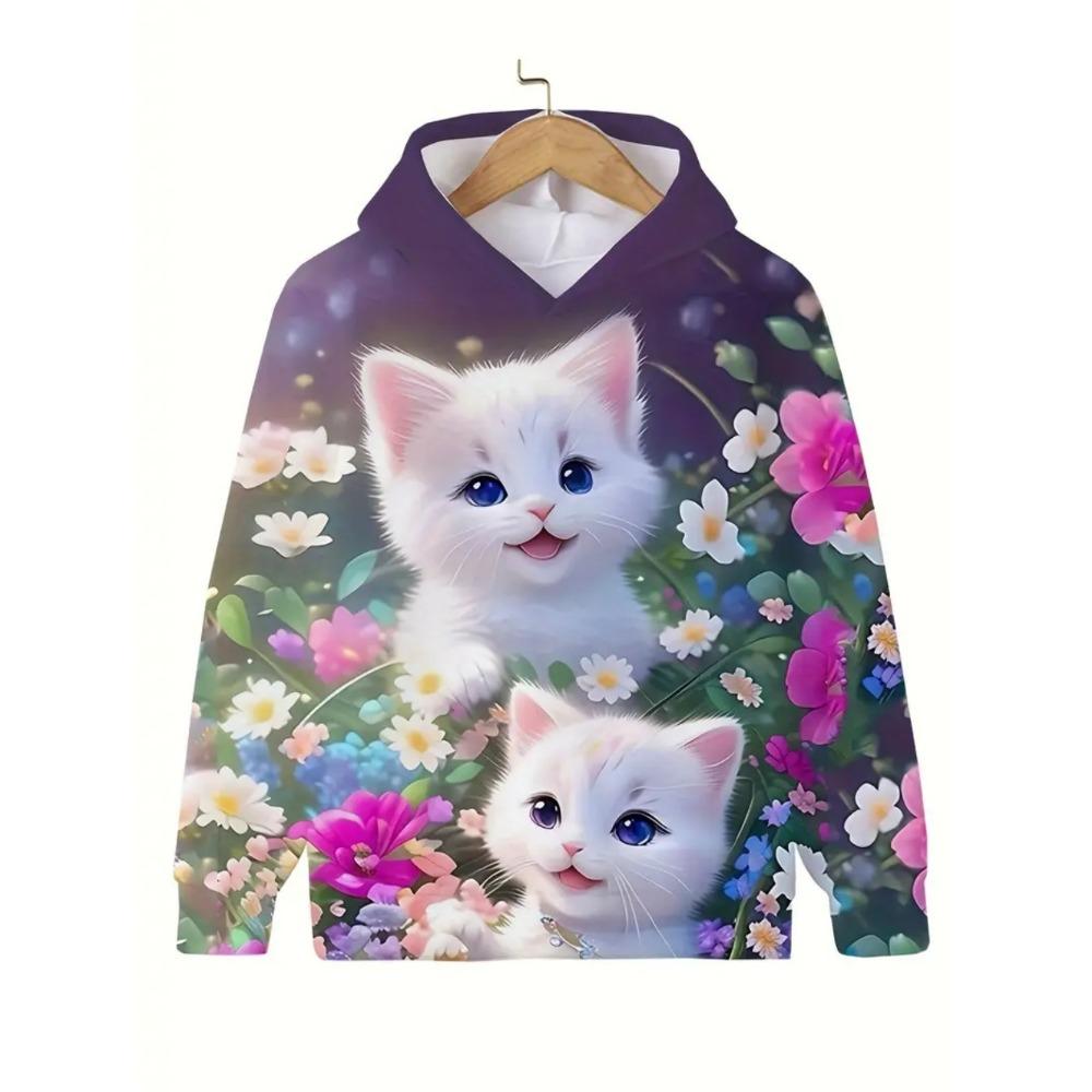 Girls Clothes Hoodies Cute Cat 3D Print Child Sweatshirt Autumn Cartoon Clothes for Children Girl Tops Fashion Children Clothes