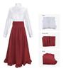 Vestido victoriano renacentista vintage, conjunto de camisa con cuello alto fruncido y falda, adecuado para cosplay, fiestas de té y eventos temáticos