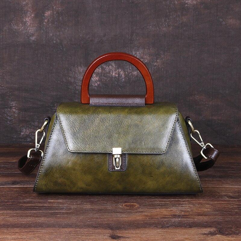 Johnature Luxury Handbags Women Bags Retro Genuine Leather Solid Color Lady Shoulder Bags Leisure Cowhide Messenger Bag