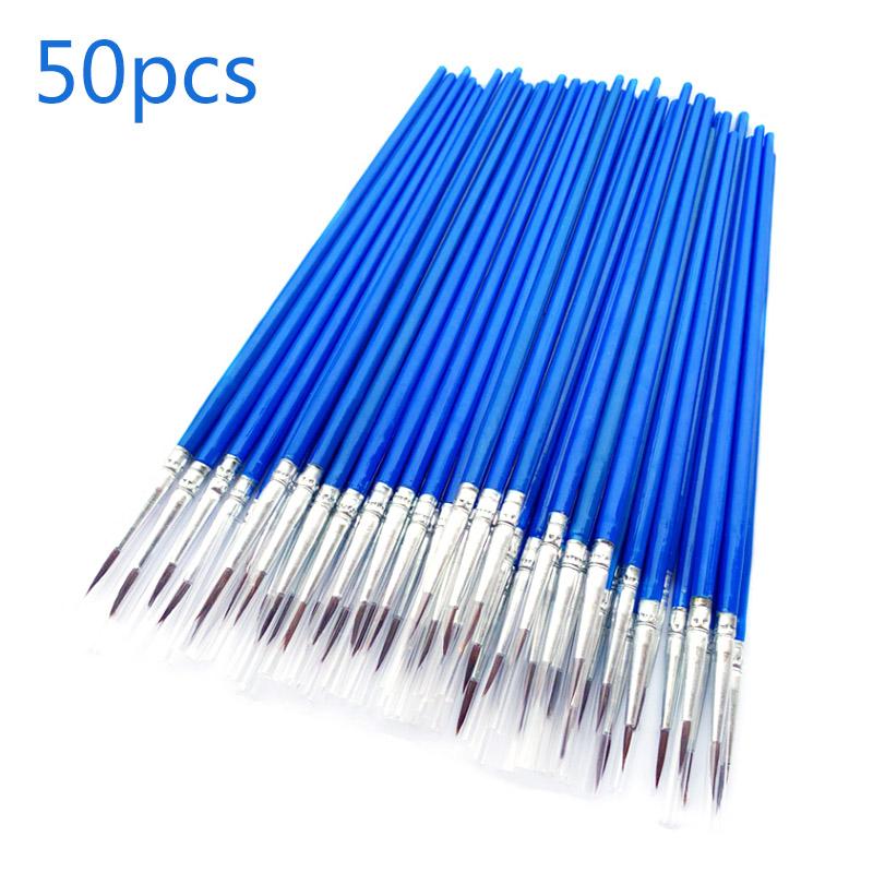 50 PCS Flat Paint Brushes Small Brush Volume For Painting Detail Essential Props For Painting Art