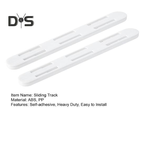 2Pcs Drawer Storage Box Sliding Rail Self-adhesive Quiet Dresser Wardrobe Kitchen Cabinet Organizer Drawer Slide Pull-out Track