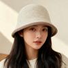 Knitted Bucket Hat Women's Big Head Circumference Chenille Bucket Hat Women's Simple Versatile Color Matching Small Bucket Hat