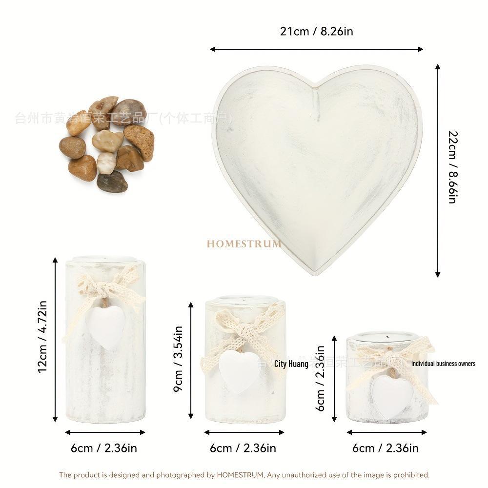 

Romantic Wooden Heart Candle Holder Set for Candlelight Dinners