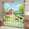 2PCS Digital Print Curtains, Cartoon Farm Animals, Kids Nursery