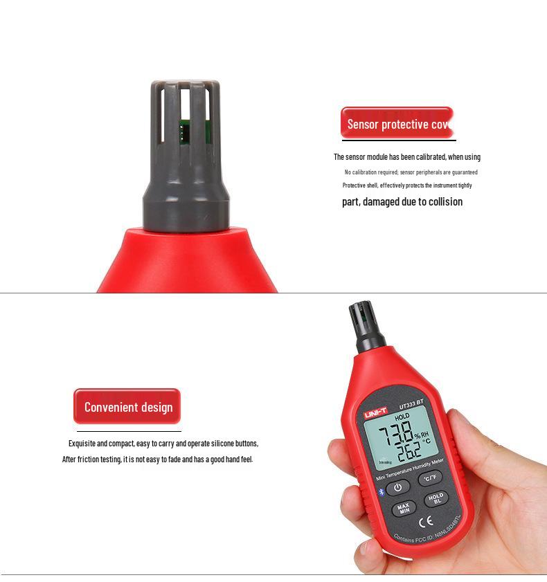 Uni-T UT333BT/S Bluetooth Thermohygrometer: Indoor/Outdoor Thermometer for Household, Industrial, and Agricultural Use.