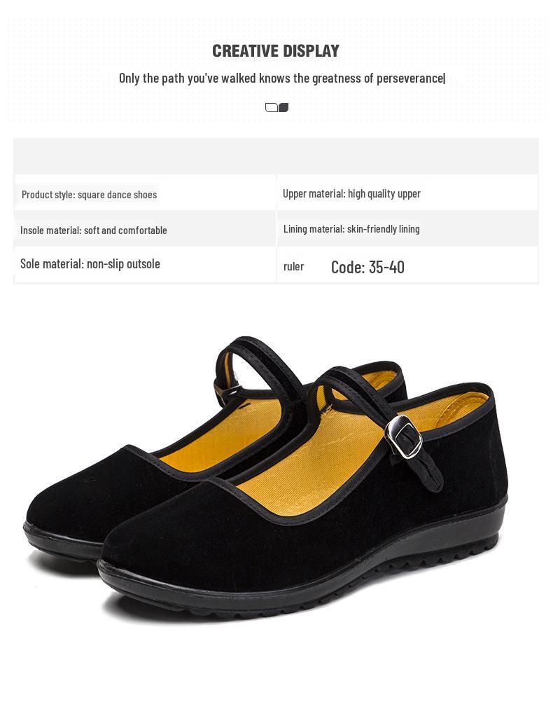 2024 Summer Non-slip Soft Sole Breathable Black Shoes for Work and Dance