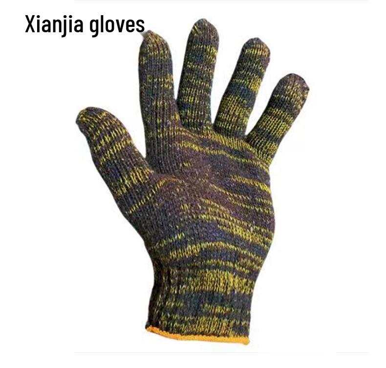 Dirt-Resistant Black & White Flower Thickened Work Gloves, Wear-Resistant Pure White Labor Protection Gloves