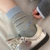 Color-blocking Cartoon Embroidered Socks, Women's Mid-calf Socks, Small Animal Color-blocking, Trendy and Individualistic Pure Cotton Long Socks
