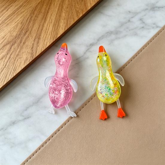 Transparent Glitter Duck Squeeze Toy, Mini Duck Anxiety Relief Sensory Toy, Slow Rising Animal Shape Stress Toy
