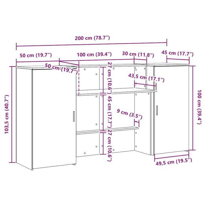 VidaXL Reception Desk White 200x50x103.5 Cm Engineered Wood, Reception Counter, Salon Reception, Counter of 3324214