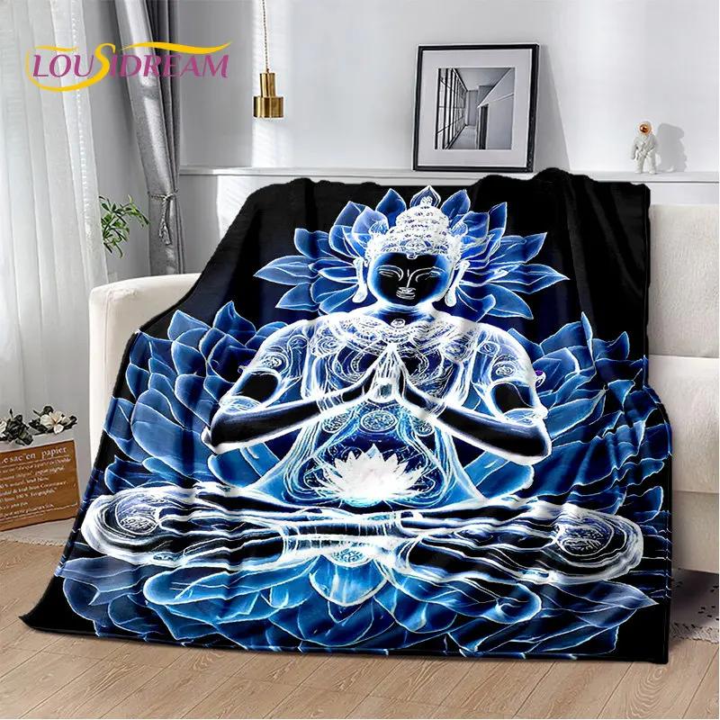 Manta de felpa suave de Buda Sakyamuni budismo fe religión, manta de franela para sala de estar, dormitorio, cama, sofá, oración