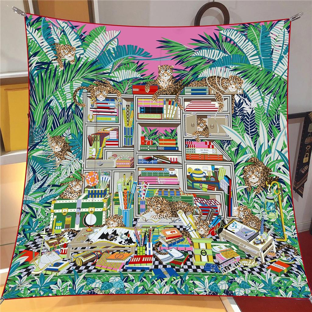 Summertime 90*90Cm Floral Scarf Shawls Fashion  Beach Sunscreen Silk Scarves Print Square Headband Bandannas