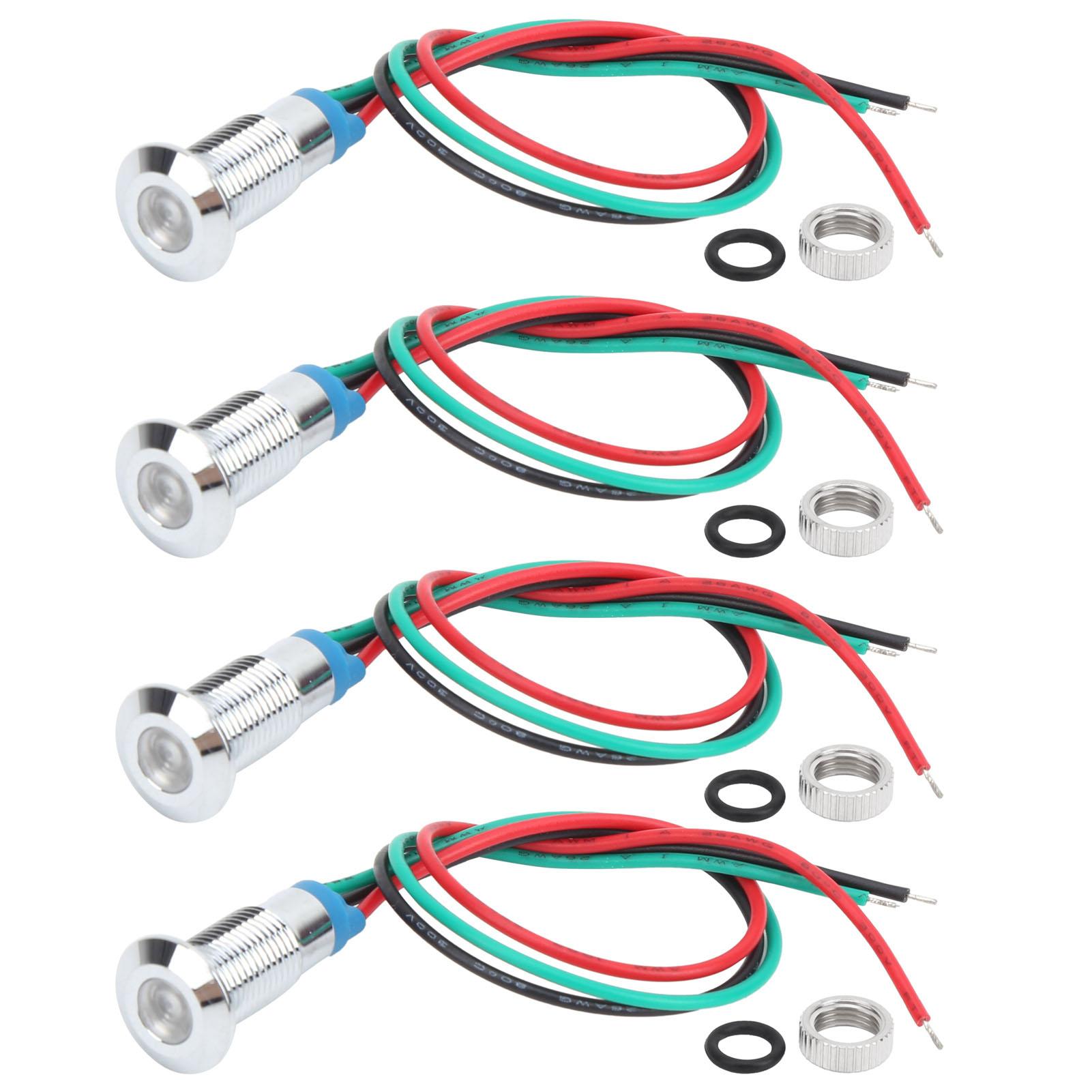 

4 комплекта предварительно смонтированных круглых светодиодов 2 цвета водонепроницаемые металлические фонари общий катод 8 мм 36 В(Красный и синий )