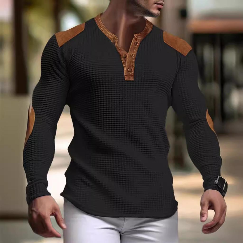 3D atmungsaktiver Herren-Freizeitpullover Herbst V-Ausschnitt Top beliebte Schnalle
