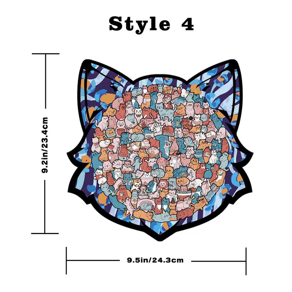 Fun Cat Collection Wooden Irregular Jigsaw Puzzle - Decompression Educational Toy