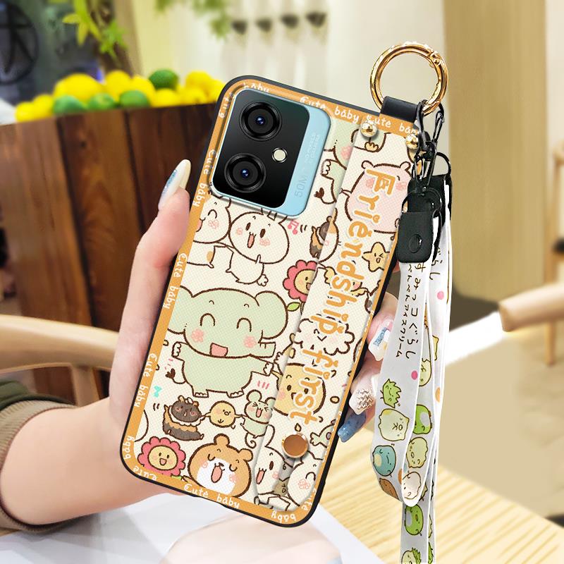 Silicone Kickstand Phone Case For Blackview Oscal C70 Shockproof Phone Holder Ring Lanyard Wristband Fashion Design Cute