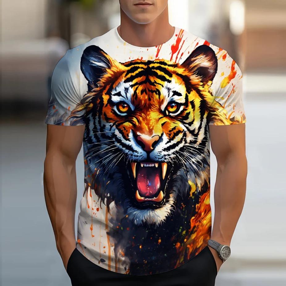 Golden Lion King 3D Printed Men's T-shirt Summer Animal T-shirt