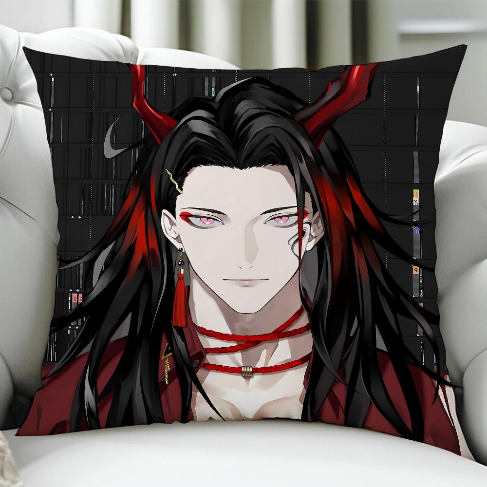 Vtuber Vox Akuma Cute Anime cushion cover Birthday Anniversary Gifts Double Sided Printed Zipper Cushion Cover Soft Skin Bedding