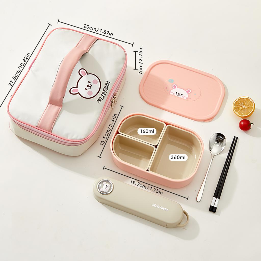 WORTHBUY Outdoor Portable Sealed Divided Food Container Detachable 3 Grids Plastic Lunch Box For Kids Student Microwave Safe