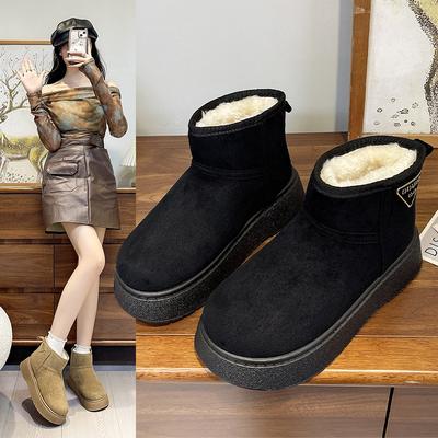 Thick-soled Heightening Snow Boots for Women's Winter New Comfortable Trendy with Velvet Thermal Casual Cotton Shoes for Women's Short Boots for Women