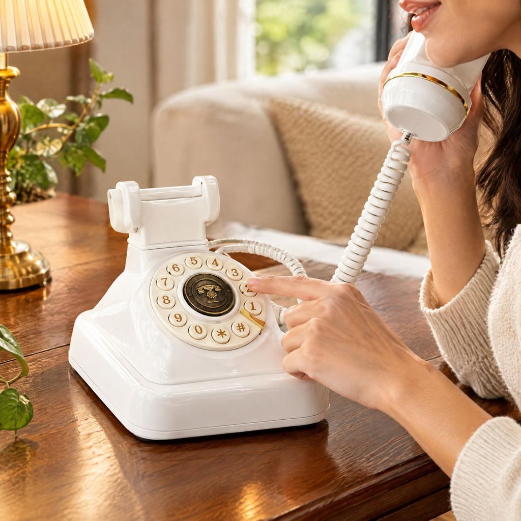 Retro Corded Landline Phone, Vintage Desk Telephone for Home