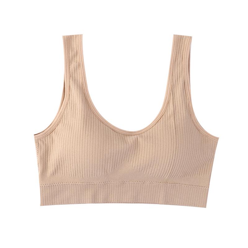 Soutien-gorge de sport bandeau sans couture côtelé à larges bretelles