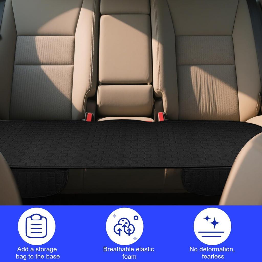Car Back Seat Cover, Anti-Slip Long Vehicle Rear Bench Protectors With Storage Pocket, Breathable Comfortable Auto Interior Seating Bottom Protection