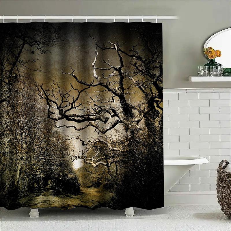 

Tuniu Dark Forest Trees Horror Scary Wall Hanging Bathroom Shower Curtain Decor W60H190(CM)-1 Pcs