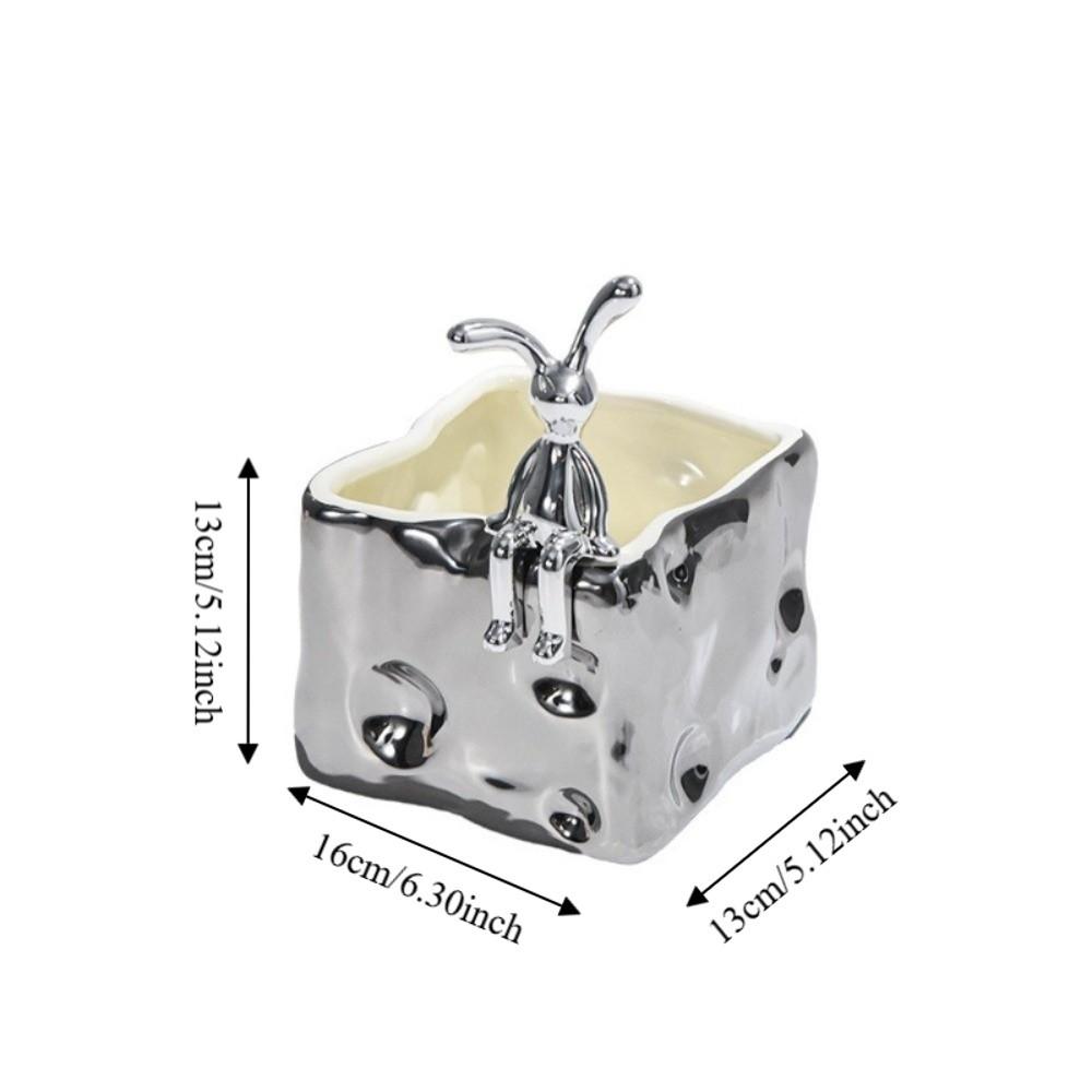 Container Bow Ceramic Storage Box Square Place Toothbrush Makeup Holder Rabbit Creative Toilet Storage Box Office