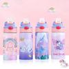 360ML Einhorn Kinder Wasserflasche Edelstahl Thermosflasche für Kinder Vakuumflaschen Thermobecher Kinderbecher mit Strohhalm
