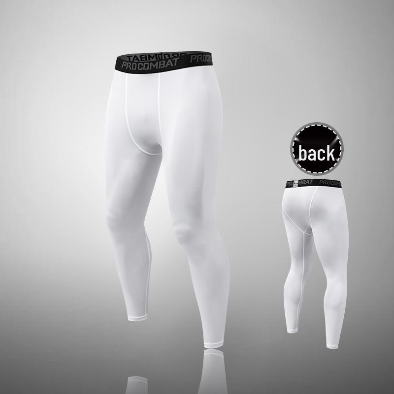 Men's High-Elastic Compression Sports Leggings: Quick-Dry, Long Pants for Running, Basketball & Fitness.