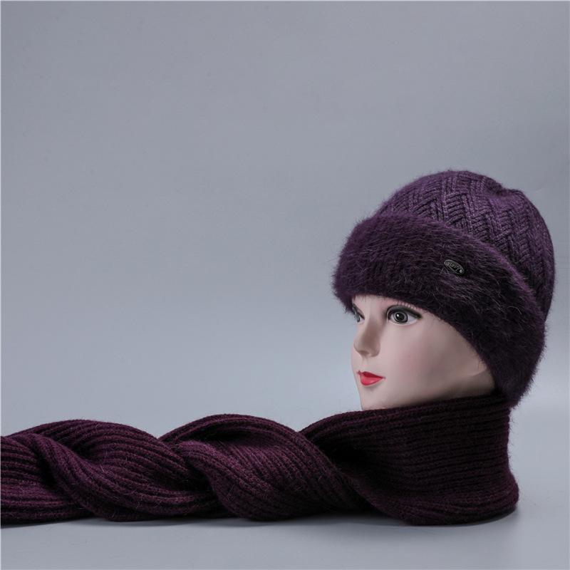 Old Man Hat Female Grandma Winter Rabbit Wool Knitted Warm Mother Velvet Cold Old Lady Hat