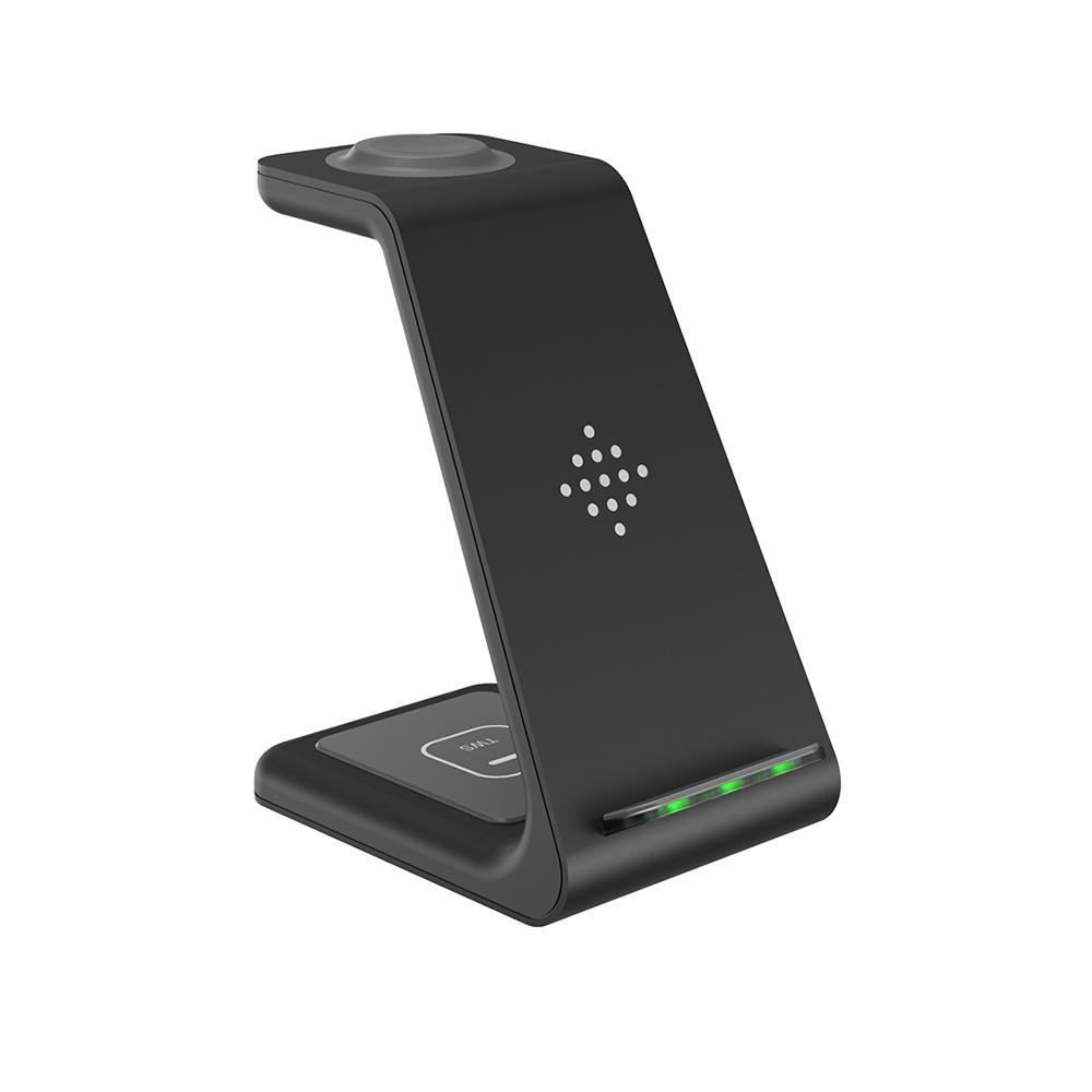 

Подставка для зарядного устройства Qi 3 в 1 для Apple Watch/airpods Pro, подставка для быстрой беспроводной зарядки для зарядных устройств Iphone 14 Pro Max/13/12/8 T3 чёрный