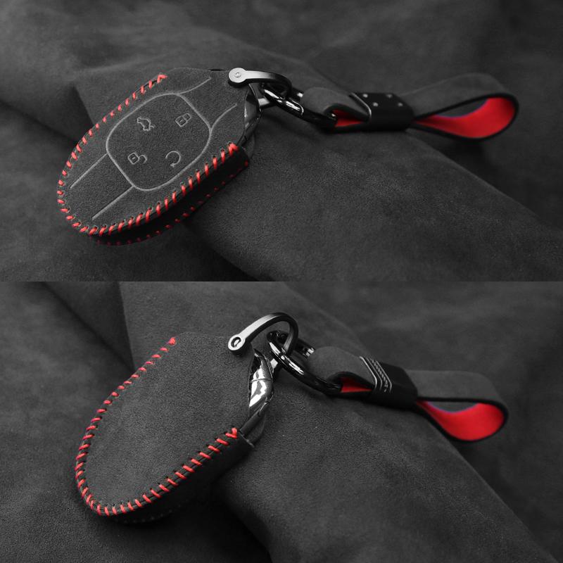 Alcantara Suede For Trumpchi Empow Series Suede Hand-Swen Car Key Case Protective Cover Buckle Car Accessories
