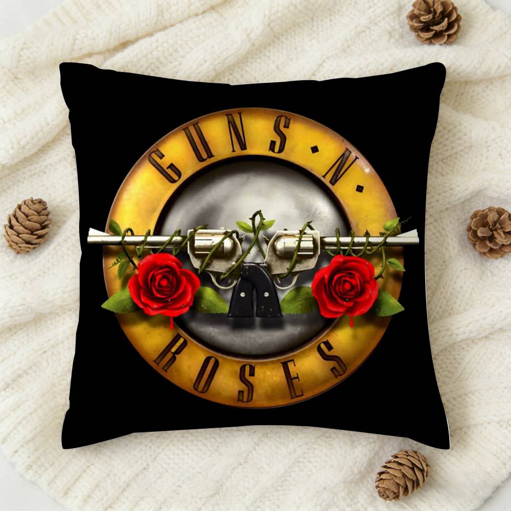 Gnr Band Guns N Roses Double-Sided Printed Square Decorative Cushion Cover For Sofa Living Room Home Decor