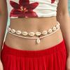 2 Stück/Set Einfache Weiße Muschelperlen-Quaste Hüftkette für Damen Sommer Strandurlaub Accessoire Layering Körperkette Geschenk