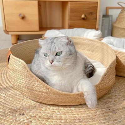 1ks Four Seasons Pet Bed Bed pro kočky Štěňata Psí postele Pohovka Ručně vyráběné bambusové tkaní Cat Cozy Nest Příslušenství pro mazlíčky