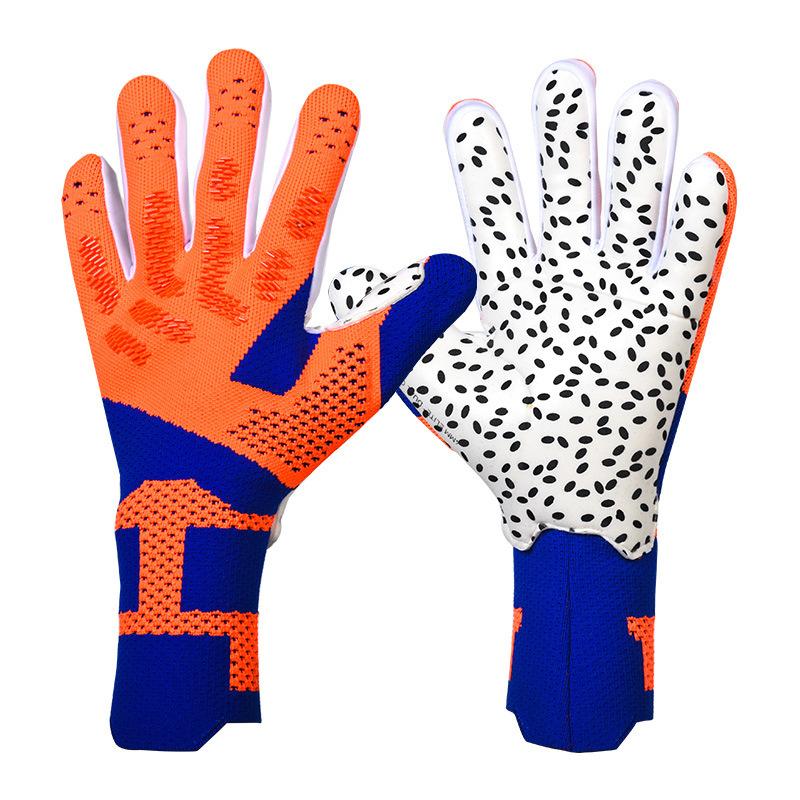 Football Goalkeeper Gloves Goalkeeper Adult Student Game Training Gloves Latex Wear-Resistant Thickened Non-Slip Gloves 5 yards оранжевый