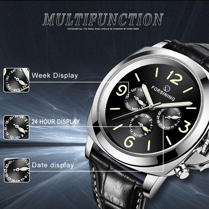 Fashion Forsining Top Brand Man Automatic Mechanical Men Luxury Classic Black Genuine Leather Band Watches Relogio Masculino