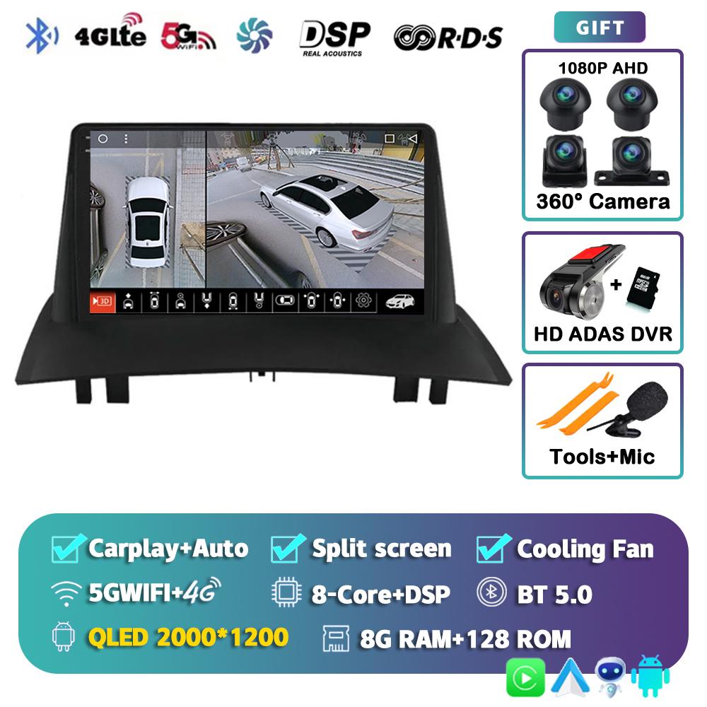 Android 14 Carplay Auto WIFI+4G Car Radio For Renault Megane 2 2002-2009 Multimedia Video Player 2Din 2din DVD Navigation GPS BT