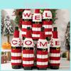 Cozy And Stylish Knitted Letter Wine Bottle Cover Perfect For Christmas Celebrations