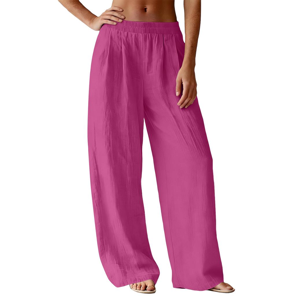 Pantaloni Larghi Dritti da Donna Pantaloni Lunghi Casual con Tasche