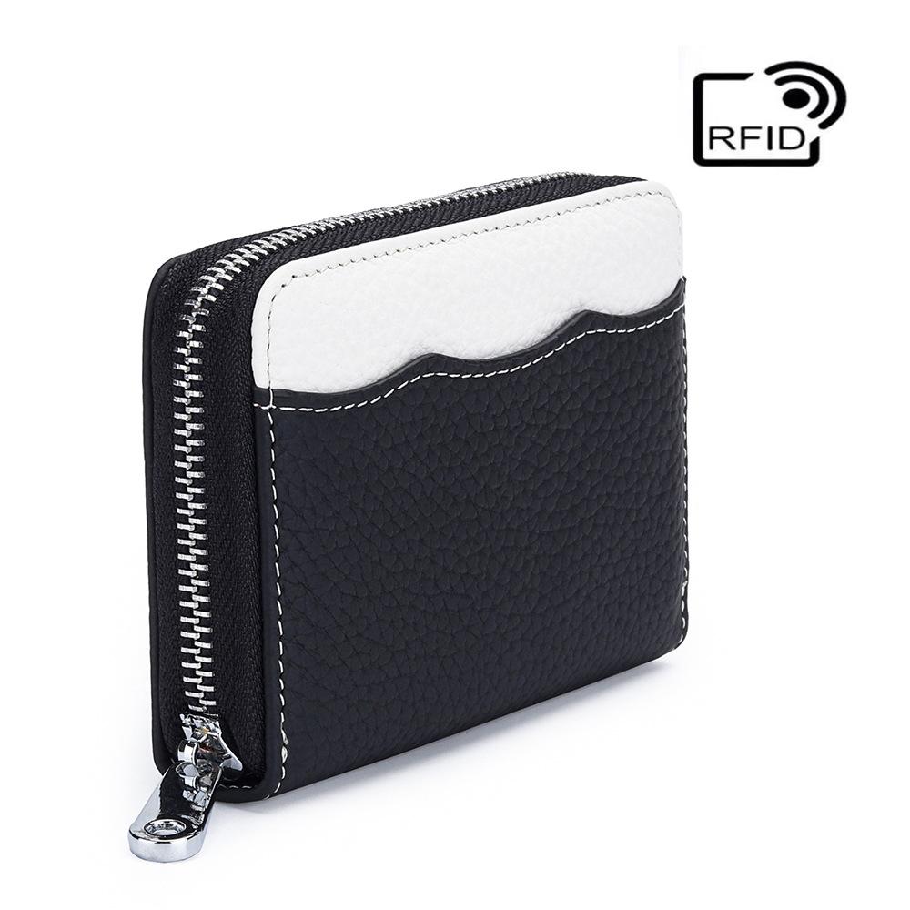 Cowhide Multifunctional Zipper Change Purse Women's Fashionable Coin Bag Genuine Leather Card