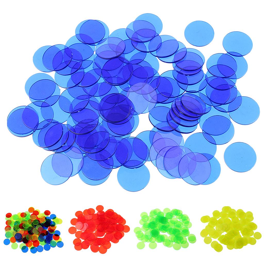 Pack of 100 Bingo Chips (Multi-Colour) – 1.5 cm Translucent Markers for Bingo,