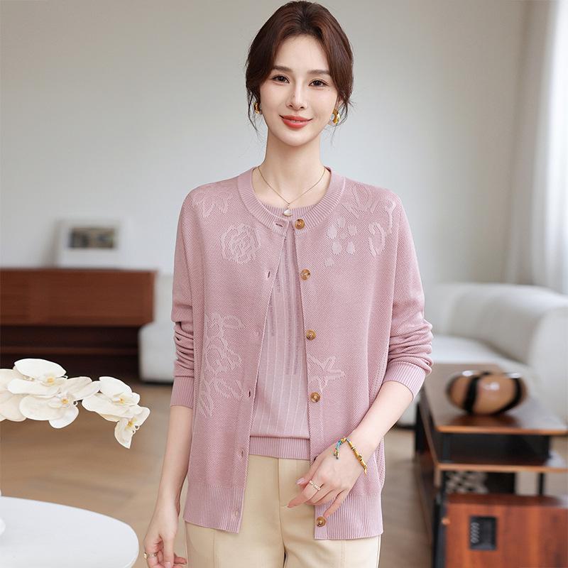 

Mom s Spring Two-Piece Knit Cardigan Set for Middle-Aged and Elderly Women - 2026 Lightweight Edition 3XL (recommended for 120-135 jin) рожевий
