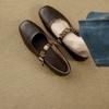 Shallow Single Shoes Women's Small Leather Shoes Autumn New Flat Bottom One-word Buckle Small Leather Shoes Soft Sole Mary Jane Shoes