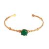 Elegante bracciale rigido aperto in acciaio al titanio e pietra naturale per donna