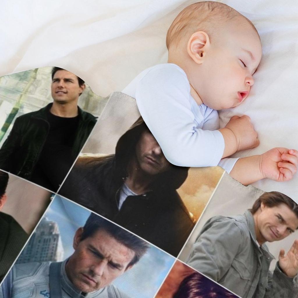 Couverture Plaid Collage Photo Tom Cruise Lavable en Machine Couverture Douce et Chaude
