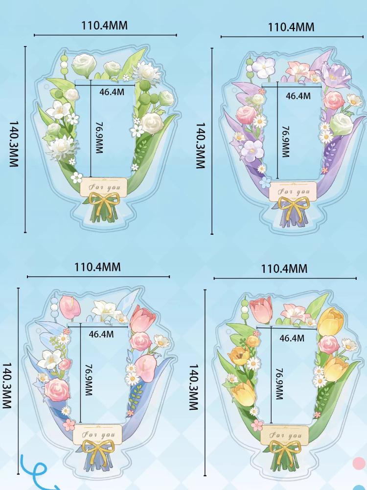 Spring Bouquet PVC Photo Frame with Keychain 3 Inch Kpop Idol Photocard Holder Anime Card Sleeves for Girls Gifts Wholesales